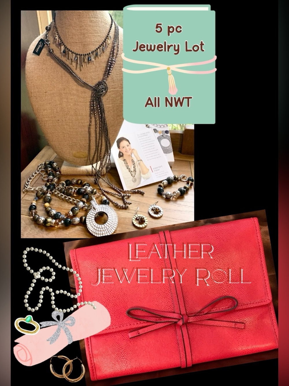 Leather Jewelry Roll w/Premier Designs Jewels!